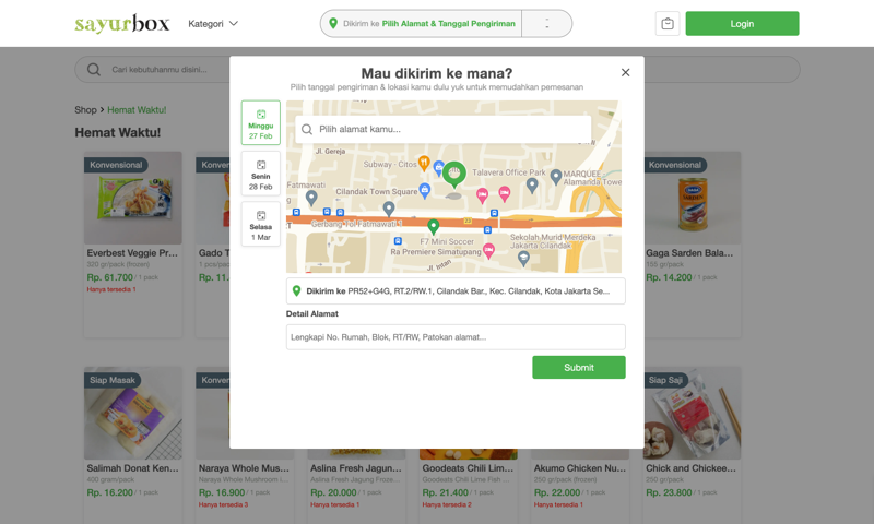 Sayurbox geocoding for map